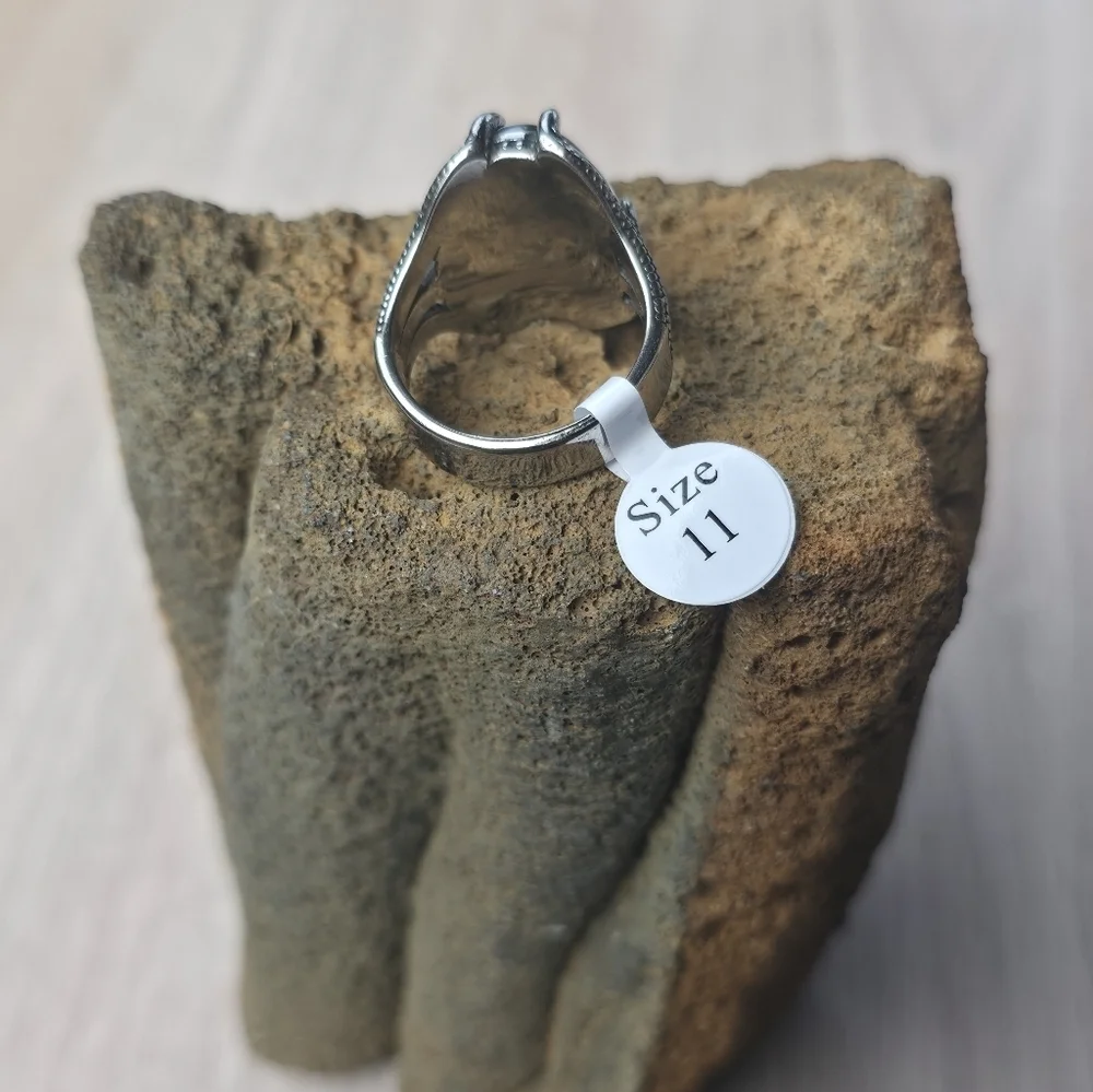 New Stainless Steel Men's Ring With Black Stone Size 11